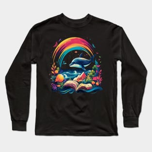 Whale Reads Book Long Sleeve T-Shirt